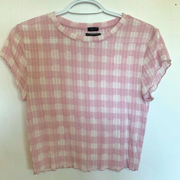 Pink gingham crop top, Urban Outfitters, Large - Picture 1 of 3